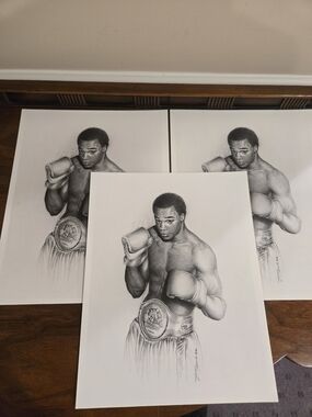Unbranded Black & White Champion Boxer Art Print